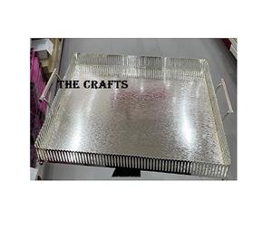 Trending Design Plateau de service alimentaire en acier inoxydable Forme rectangulaire Ustensiles de cuisine Plateau de service à thé et à café en Inde - Product Image 3