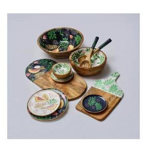 Ensemble de bols et de plateaux de service en bois au design créatif avec un motif imprimé en émail de qualité supérieure au meilleur prix abordable - Product Image 1
