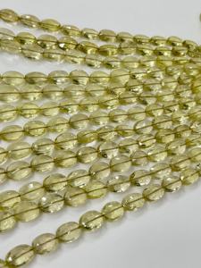 Cuentas de forma ovalada facetada de cuarzo limón Natural de grado AAA 6x8-9x13mm tamaño 14 pulgadas hebra de lujo de moda para la fabricación de joyas - Product Image 2