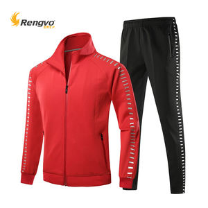 Chándal para hombre, conjunto de 2 piezas, transpirable, de secado rápido, ligero, a la moda, estampado, tira reflectante, Sudadera con capucha, pantalones deportivos de otoño - Product Image 1