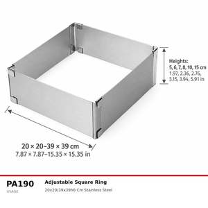 Cercle à gâteau réglable Fida carré h6 cm en acier inoxydable - Product Image 5