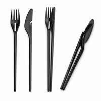 Ensemble de couverts portables 3-en-1 réutilisables pour le camping et les voyages – Fourchette, couteau, baguettes – Ustensiles de table cadeau pour l'extérieur