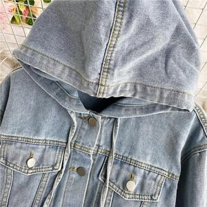 แจ็กเก็ตยีนส์มีฮู้ดของผู้หญิงแจ็กเก็ตผ้าเดนิมผ้าฝ้ายออร์แกนิกของ100% ดีไซน์ผู้ชายตามสั่ง - Product Image 4