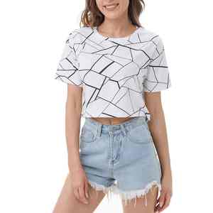 เสื้อยืดครอปทรงปกติสำหรับผู้หญิง พร้อมโลโก้สั่งทำ ขายส่ง เสื้อครอปแขนสั้นสำหรับฤดูร้อนและฤดูหนาวสำหรับสาวๆ - Product Image 1
