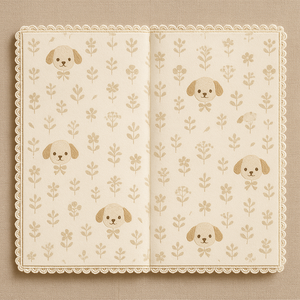 LABON Cahier de notes à fourrure mignon chiot brodé avec nœud <span class=keywords><strong>et</strong></span> bordure en dentelle Bande élastique A5 Journal pour enfants <span class=keywords><strong>et</strong></span> cadeaux - Product Image 2