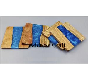 Factory Supply <b>Heat</b> Resistant Wood Resin <b>Coasters</b> Easy to Clean Non Slip Wooden <b>Coasters</b> Decorative Resin Drinking <b>Coasters</b> - Product Image 1
