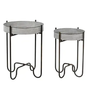 Suporte de metal para vasos de plantas, suporte de metal em relevo e banhado a níquel, suporte galvanizado preto durável para plantas