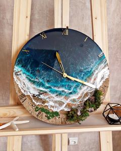 VOTRE HORLOGE MURALE EN RÉSINE AVEC Horloge Murale Artistique Unique au Design Fait Main Art en Résine d'Inde - Product Image 3