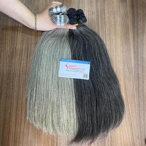 ผมต่อสีเทาธรรมชาติสีเทาเข้มและสีเทาอ่อนเนื้อตรงธรรมชาติคุณภาพสูง10-16นิ้ว - Product Image 4