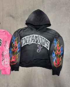 Customs 100% Cotton Heavyweight Sweats à capuche pour hommes Acid Wash Vintage French Terry Distressed Pink Sun Faded Hoodies Men - Product Image 2