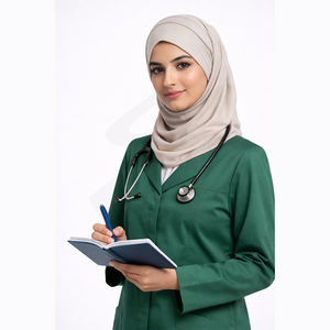 Blouse de laboratoire médicale verte personnalisée pour médecins et infirmières, en polycoton, manches longues, vêtements de travail médicaux - Product Image 2
