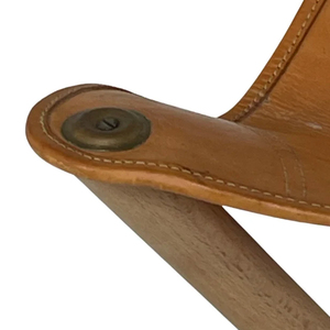 เก้าอี้ไม้พร้อมที่นั่งหนังเก้าอี้กลางแจ้งเก้าอี้สามขาเก้าอี้ล่าสัตว์ - Product Image 3