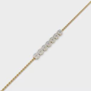 Brazalete de Diamantes Naturales Redondos en Oro Amarillo para Mujer, Brazalete de Diamantes Cultivados en Laboratorio Moissanite, Joyería Fina - Product Image 2