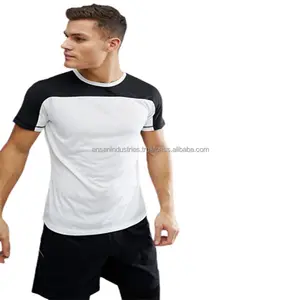 Toptan abd boyutu Fitness giysileri erkek spor spor T shirt nefes yüksek elastik hızlı kuru koşu Slim Fit tişörtleri