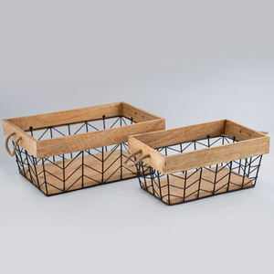 Panier en métal noir de designer exclusif avec poignées de style corde, panier à fruits pour la table à manger à la maison, panier de transport pour fruits - Product Image 5