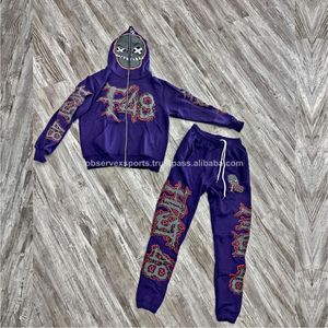 Sudadera con capucha y pantalones de chándal unisex Y2K con cremallera completa personalizada sin Moq - Product Image 5