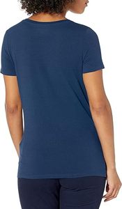 T-shirts décontractés à manches courtes et col en V pour femmes & Couleurs unies en gros : Fabricant de vêtements haut de gamme de qualité supérieure - Product Image 4