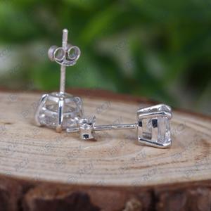 Cushion Cut <b>Stud</b> Moissanite Diamond Solitaire 925 <b>Sterling</b> <b>Silver</b> Classic Earrings Anniversary Gift for Women - Product Image 4