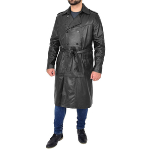 Quantité minimale de commande bas fabriqué en usine manteau en cuir surdimensionné pour hommes 100% haut de haute qualité couleur unie hommes vêtements d'hiver Long manteau - Product Image 4