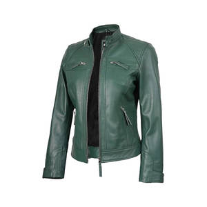 Chaqueta de cuero de vaca de alta calidad 100% para mujer, nueva chaqueta de cuero de tela elegante al por mayor para mujer - Product Image 1