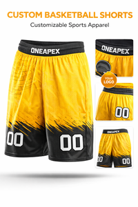 Ensemble d'uniformes de basket-ball sublimés personnalisés |   Maillot et short sans manches jaune et noir |   Vêtements de sport pour équipes OEM - Product Image 4