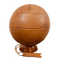 Ballon de football vintage TIENTO 1930, classique, rétro, antique, 12 panneaux, 100% cuir de vache, durable, portable, haute rétention d'air, taille 5, couleur beige