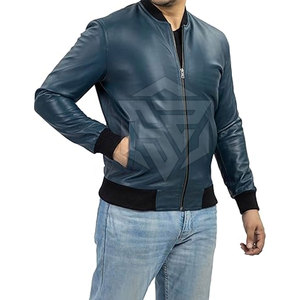 Chaqueta Bomber de cuero genuino para hombre, chaqueta de cuero Bomber PU de estilo informal, logotipo personalizado 2025 - Product Image 1