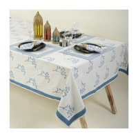 Couverture de table à fleurs bleu ciel pour banquets hôtel nappe imprimée indienne style bohème lit bébé brodé vente en gros