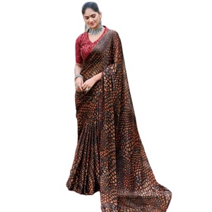 Saree en soie douce Barraso avec imprimé et chemisier de travail fantaisie par Fabzone - Product Image 1