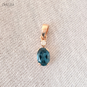 0.5 Cts London Blue Topaz Gemstone Pendentif G-H Diamant Prong Set Pendentif Réel 14k Or Rose Fine Jewelry Au Prix de Gros - Product Image 5