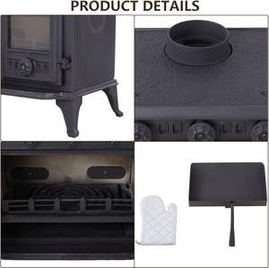 Poêle à bois moderne multi-combustibles en aluminium 10KW, dimensions H 63cm x L 61cm x P 43cm - Product Image 5