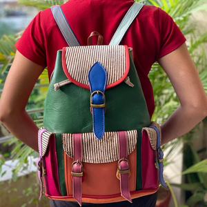 Recycled Leather Backpack <b>Animal</b> Print Backpack Color Full Leather Backpack - Product Image 1