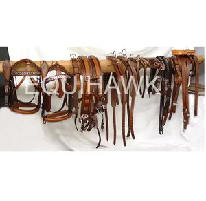 PREMIUM QUALITY LEATHER HORSE GERMAN HARNESS SET DOUBLE HORSE INCLUDED REINS AND CRUPPER SOFTY PADDED