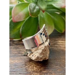 Raymond Begay Oval Cut <b>Opal</b> Rhodium Plated Sterling Silver Adjustable <b>Ring</b> Size 10 - Product Image 3