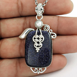 Amazing Look 925 Sterling Silver Natural Blue Sunstone Unique Design Classic Pendant Handmade Bohemian Jewelry Bulk Suppliers - Product Image 2