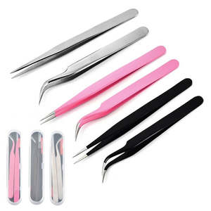 Pinzas de pestañas de acero inoxidable con logotipo personalizado, gran oferta, precio al por mayor, último diseño, pinzas de pestañas de buena calidad - Product Image 5