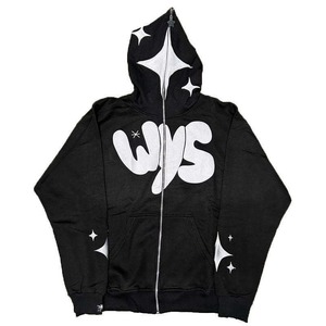 Alta calidad de lana de algodón Y2K cara cremallera chaqueta streetwear mens puff impresión completa zip up HOODIE - Product Image 4