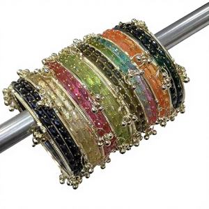 Latest Collection Handmade Women Bridal Kashmiri Churiyan <b>Bangles</b> Pearl Trendy Geometric Design Customizable Colors Sizes - Product Image 1