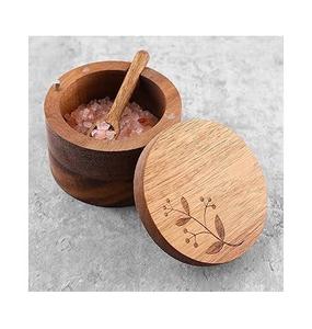 Best Finishing Custom Made Wood Salt Spice <b>Sugar</b> Box For Spice Salt Wood Box Home Kitchen Ware Herbs Spice and Salt <b>Bowl</b> - Product Image 2