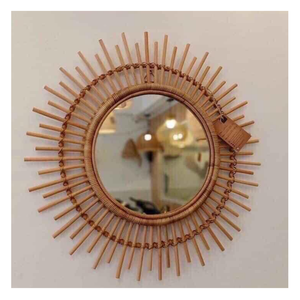 Beau miroir en rotin conçu et exporté du Vietnam, miroir décoratif en rotin à cadre rond pour une utilisation murale quotidienne - Product Image 3