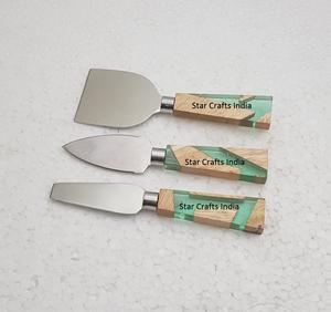 Atest-tensilas hechas de esin, mango recreativo y Teel plateado, juego de cuchillos de queso - Product Image 4