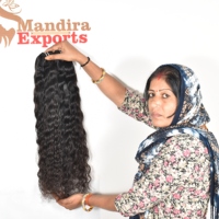 Extensions de cheveux humains naturels indiens Remy noirs, double trame, couleur naturelle, sans nœuds, bouclés, 100g