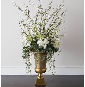 Vase à fleurs en métal doré vintage Vase à fleurs en aluminium sculpté à la main pour la décoration intérieure et extérieure - Product Image 4