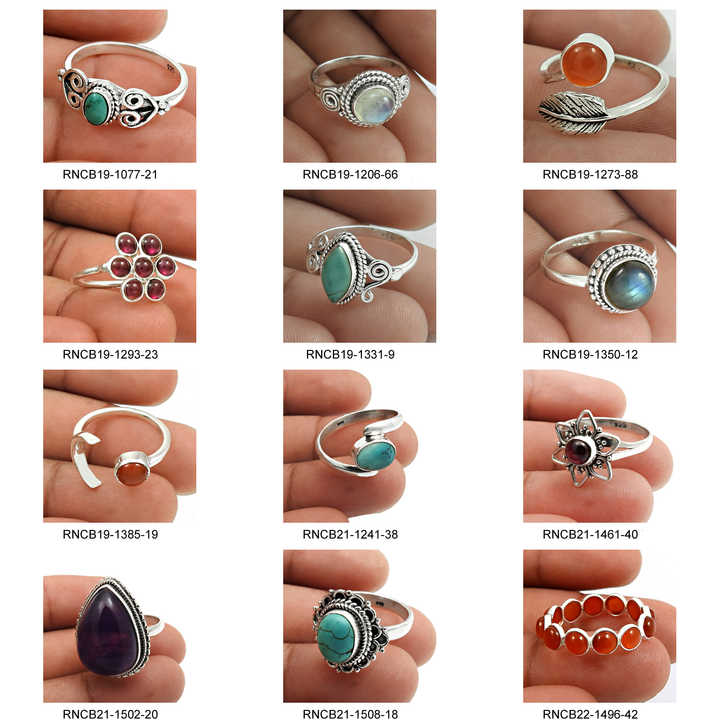 Wholesale Factory Price Fine Jewelry 925 Sterling Silver Natural Blue Fire Rainbow Moonstone Round Shape Ring for Woman & Girls