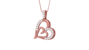 ทอง14K & เพชรธรรมชาติจี้หัวใจสง่างามของผู้หญิง | 0.15Ctw - Product Image 3