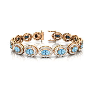 Estilo de moda 2025 Piedra preciosa de Aguamarina natural y pulsera de tenis de Diamante Real 14K Oro sólido Joyería fina Pulsera Regalo para ella - Product Image 5