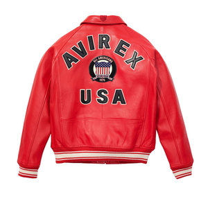 Hot Selling Men's Winter Warm Leather Avirex Bomber Jackets High Quality Genuine Leather <b>Stand</b> Front Vintage Denim Customizable - Product Image 2