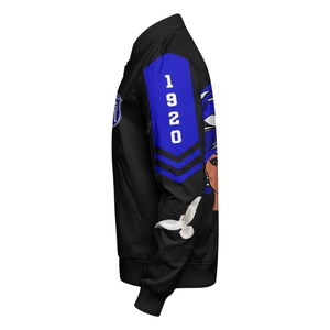 Chaqueta de Satén Zeta Phi Beta Azul y Blanca para Mujer, Hermandad 1920, Ropa Griega ZPB, Bordado de Escudo, Prenda Universitaria Premium - Product Image 3