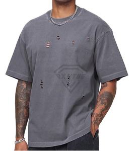 T-shirt vintage lavé à l'acide avec logo personnalisé T-shirt surdimensionné vierge épais 100% coton T-shirt pour hommes lourds - Product Image 3