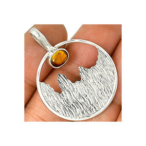 925 Sterling Silver Tiger Eye Gemstone Pendentif Fine Jewelry Wholesale OEM & ODM Ovale Forme Lunette Réglage Ovale Cut Ring - Product Image 2